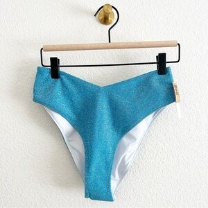 PINK VS NWT Blue Sparkle Bikini Bottom S